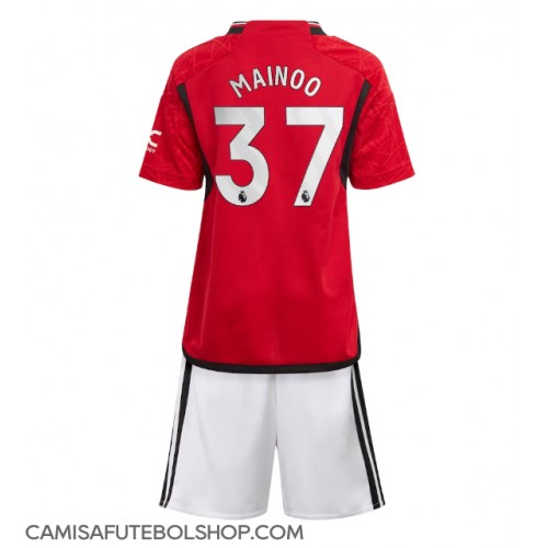 Camisa de time de futebol Manchester United Kobbie Mainoo #37 Replicas 1º Equipamento Infantil 2023-24 Manga Curta (+ Calças curtas)